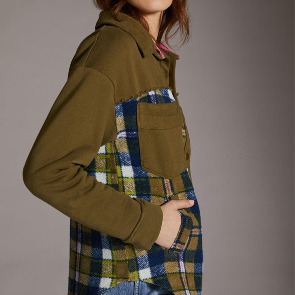 NWOT Anthropologie Pilcro Plaid Contrast Shirt Jacket Z491 - Picture 4 of 8